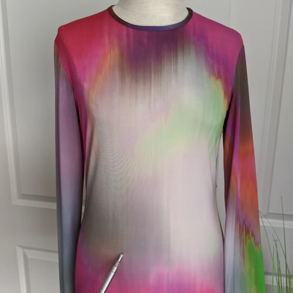 Petit Pois by Viviana G Top Long Sleeve Fitted Tie Dye Ombre Magenta S NWT - Picture 6 of 8